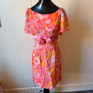 1960s Groovy Pinl Dress Bow